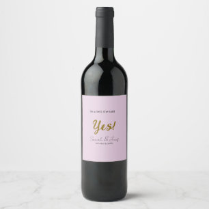 He asked she said yes engagement simple gold purpl wine label