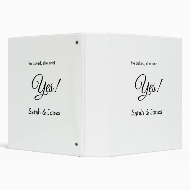 He asked she said yes engagement simple minimal  3 ring binder (Background)