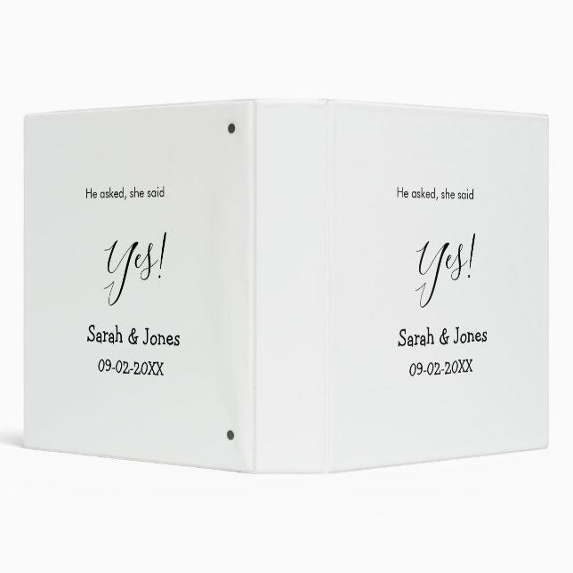 He asked she said yes engagement simple minimal  3 ring binder (Background)