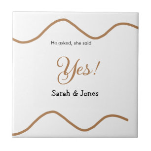 He asked she said yes engagement simple minimal ceramic tile