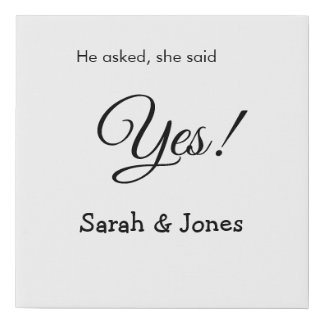 He asked she said yes engagement simple minimal  faux canvas print