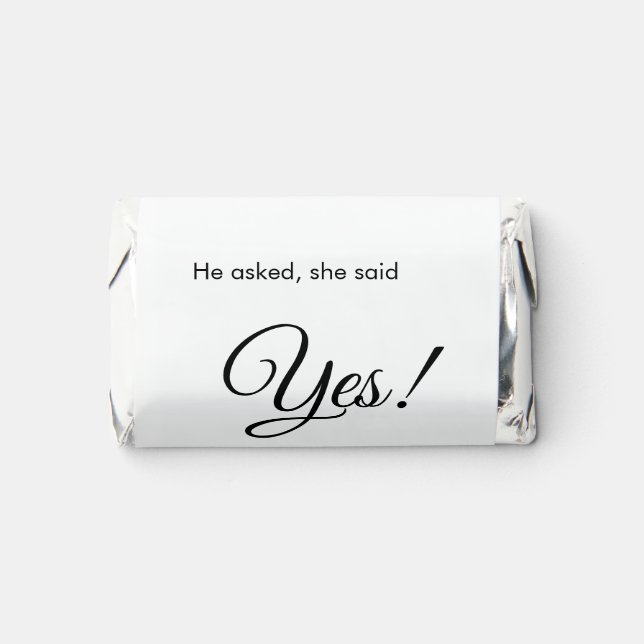 He asked she said yes engagement simple minimal  hershey's miniatures (Front)