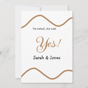 He asked she said yes engagement simple minimal invitation