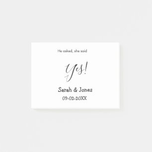 He asked she said yes engagement simple minimal post-it notes