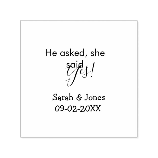 He asked she said yes engagement simple minimal  self-inking stamp (Design)