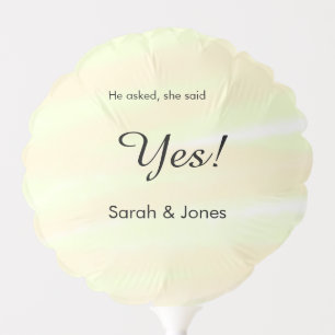 He asked she said yes engagement yellow pastel balloon