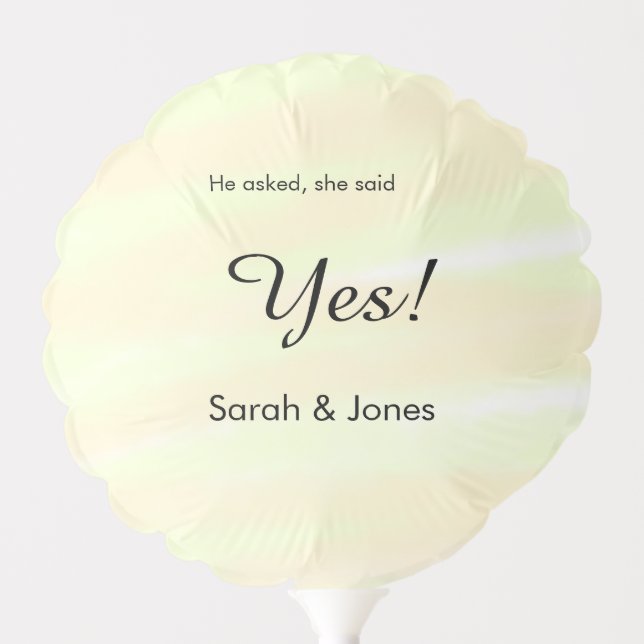 He asked she said yes engagement yellow pastel  balloon (Front)