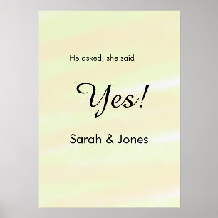 He asked she said yes engagement yellow pastel holder
