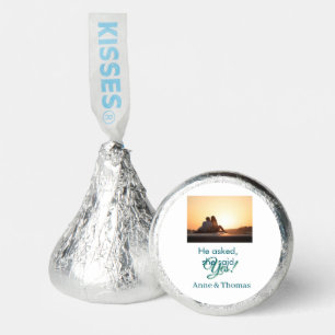 He asked she said yes photo engaged blue green hershey®'s kisses®