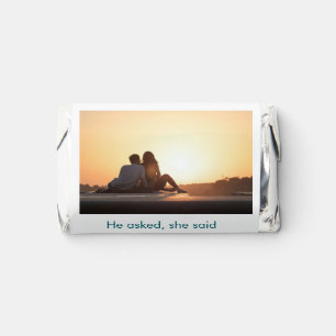 He asked she said yes photo engaged blue green hershey's miniatures