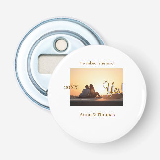He asked she said yes photo engaged Brown purple n Bottle Opener