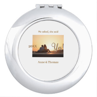 He asked she said yes photo engaged Brown purple n Compact Mirror