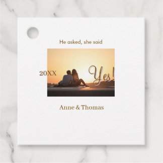 He asked she said yes photo engaged Brown purple n Favor Tags