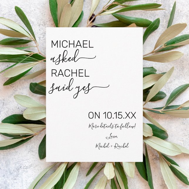 He Asked She Said Yes Simple Photo Engagement Announcement (Creator Uploaded)