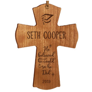He Believed 4" x 6" Cherry Wood Ornament