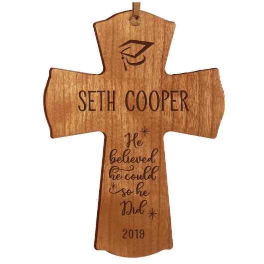 He Believed 4" x 6" Cherry Wood Ornament (Front)