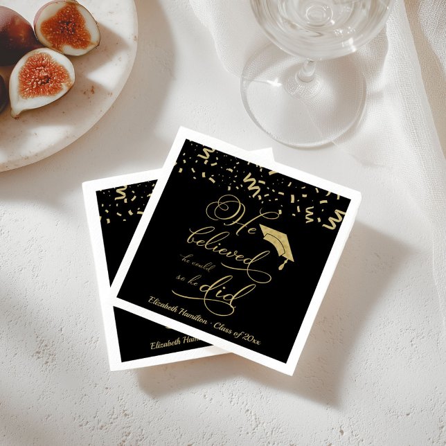 He Believed he Could So he Did Grad Party Napkins (Creator Uploaded)