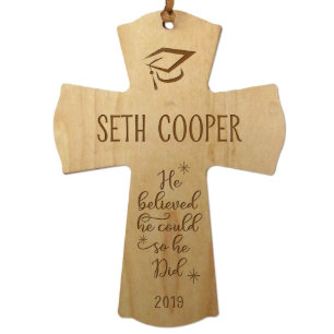 He Believed Sweet 4" x 6" Maple Wood Ornament