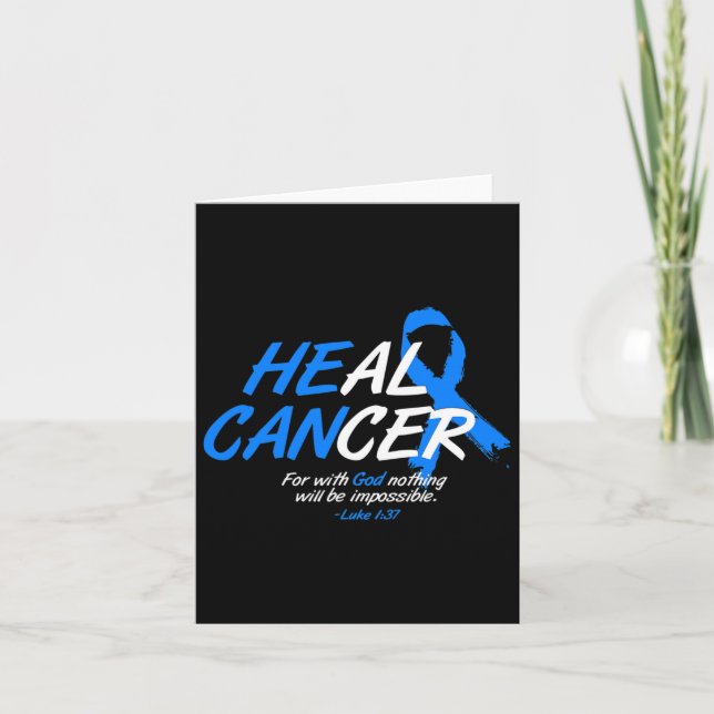 He Can Heal Cancer Ataxia Awareness Month Gift Blu Card (Front)