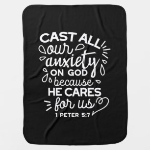 He Cares for You – Encouraging Christian Quote Baby Blanket