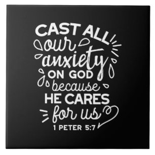 He Cares for You – Encouraging Christian Quote Ceramic Tile