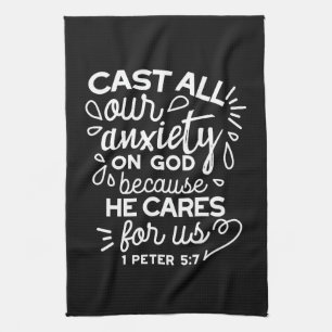 He Cares for You – Encouraging Christian Quote Kitchen Towel
