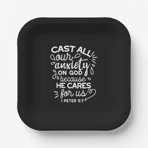 He Cares for You – Encouraging Christian Quote Paper Plates