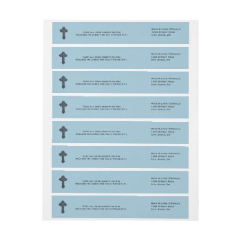 He Cares For You Scripture Personalized Blue Wrap Around Label by RiverJude at Zazzle