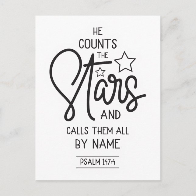 He counts the stars and calls them by name Psalms Postcard (Front)