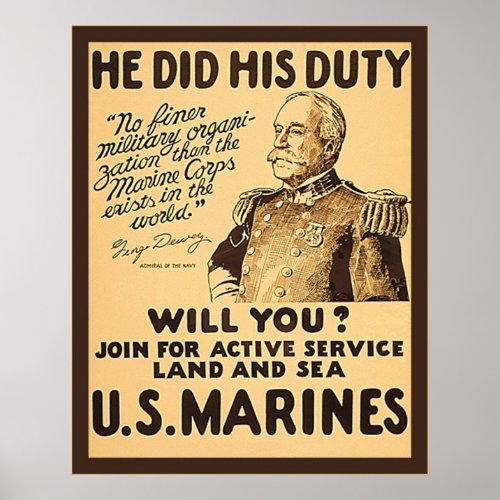 He Did His Duty  Vintage WW1 Poster