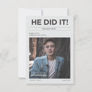 HE DID IT GRADUATION ANNOUNCEMENT PARTY INVITATION