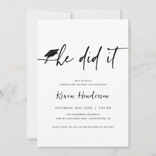 He Did It Graduation Invitation
