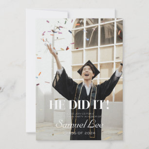 HE DID IT GRADUATION PARTY INVITATION