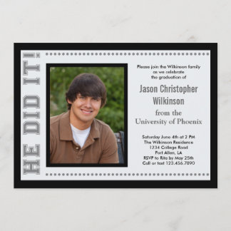 He Did It! Graduation Photo Invitation