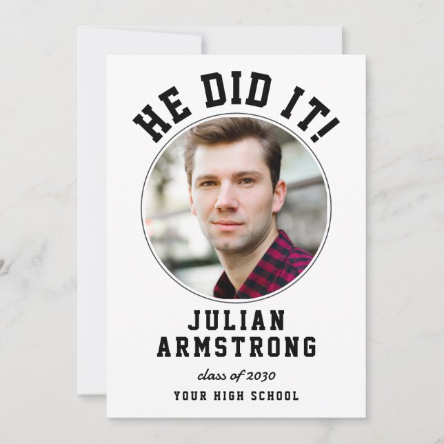 He Did It Graduation Photo QR Code 2026 Grad Party Invitation (Front)