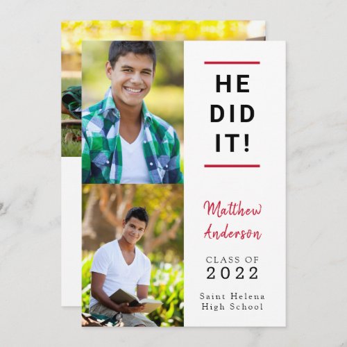 He Did It Photo Graduation Announcement