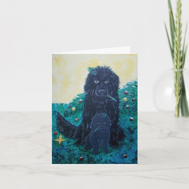 HE did it!  SHE did it! - Newfie Art - Christmas Holiday Card (Front)