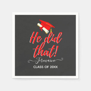 He Did That Red Funny Graduation Napkins