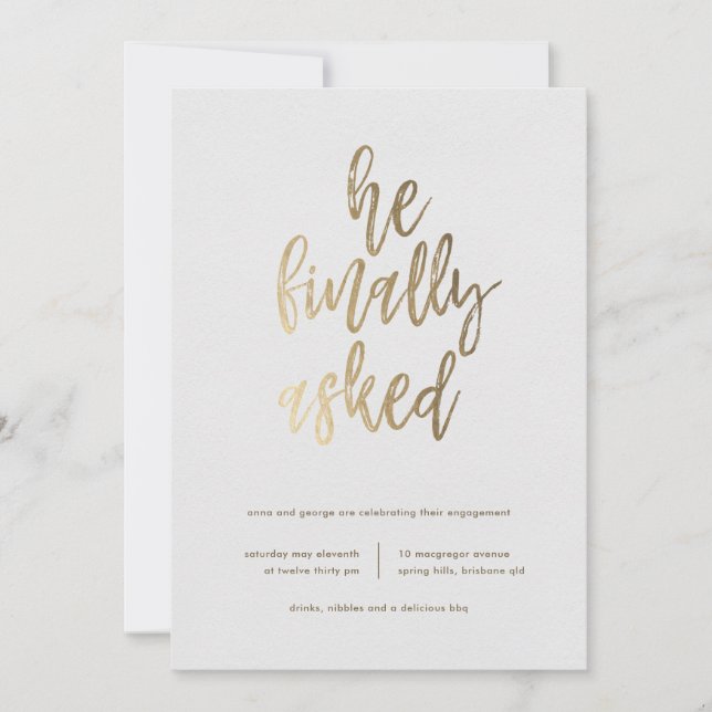 He Finally Asked Engagement Party Invitation (Front)