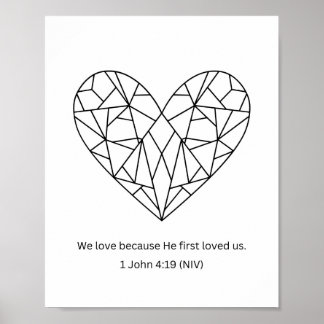 He First Loved Us Mosaic Heart Coloring Page Poster