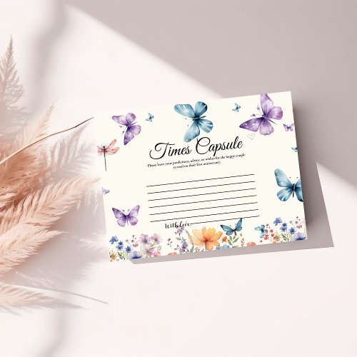 He give her butterfly Time Capsule Bridal Shower  Enclosure Card
