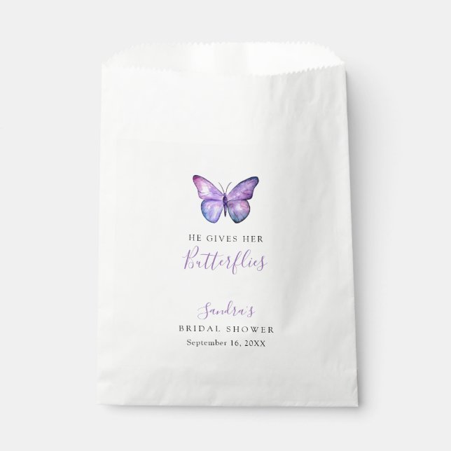 He Gives her Butterflies Bridal Shower Butterfly Favor Bag (Front)