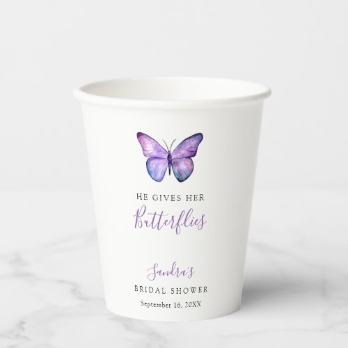 He Gives her Butterflies Bridal Shower Butterfly Paper Cups