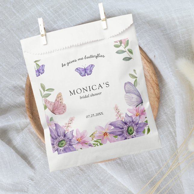 He gives her butterflies Bridal Shower Elegant Favor Bag (He gives her butterflies favor bags)