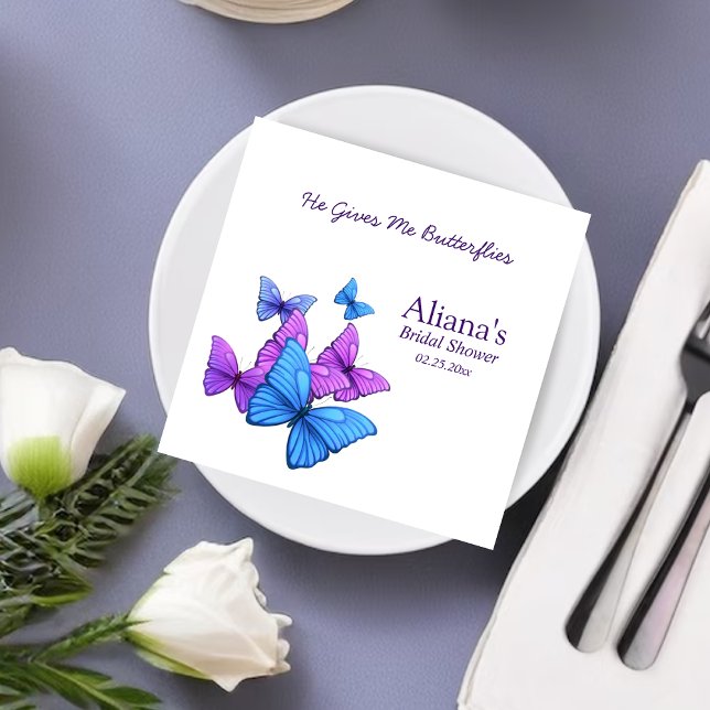 He gives her butterflies Bridal Shower Elegant  Napkins (Creator Uploaded)