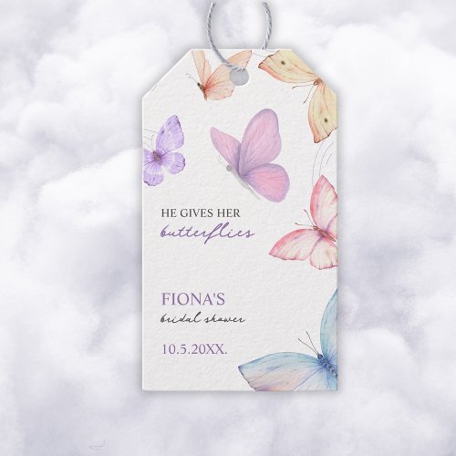 He gives her butterflies Bridal Shower Gift Tags