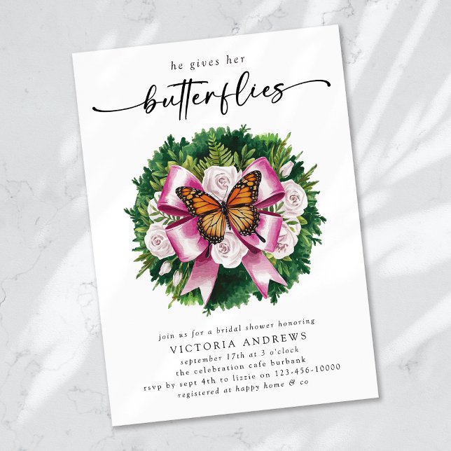 He Gives Her Butterflies Bridal Shower Invitation (Creator Uploaded)