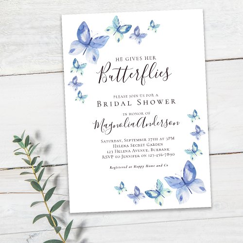 He Gives Her Butterflies Bridal Shower Invitation