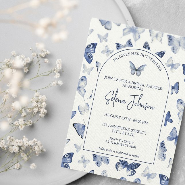 He gives her butterflies | Bridal Shower Invitation (He gives her butterflies | Butterfly Bridal Shower Invitation)