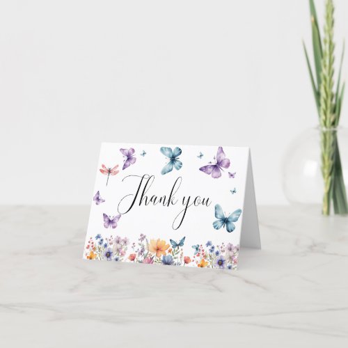 He gives her butterflies wildflower Bridal Shower Thank You Card